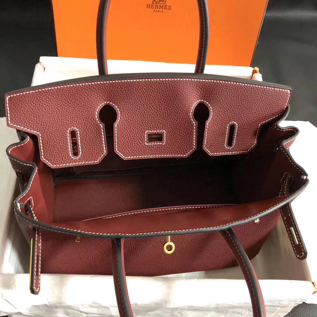 Hermes Birkin 35CM Togo Leather Handbag Burgundy